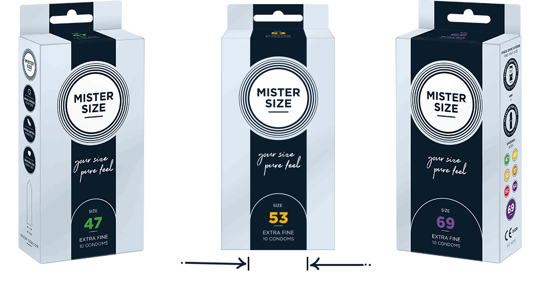 Измерване на размера на презерватива с помощта на опаковката Mister Size